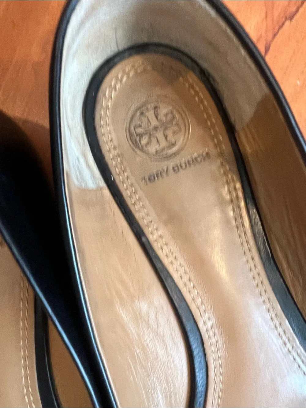 Tory Burch Mini Miller Black Leather Logo Ballet Flats Shoes Size 11